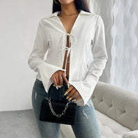 Temperament Leisure Lace-up Shirt Women's Clothing