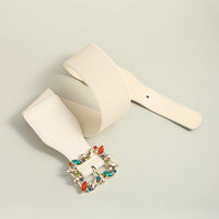 Women's Belt Extended Comfortable Elastic Belt Colorful Leaf Personality Button-down With Skirt Pants Shirt Coat