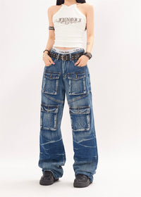 Punk High Street Fashion Design Sense Niche Tie-dye Loose Straight Trousers Men And Women