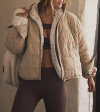 Women's Lightweight Zip Compression Cotton Jacket Short Down Jacket Coat