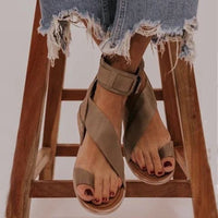 Plus Size Roman Style Women's Buckle Toe Slippers Flat Sandals