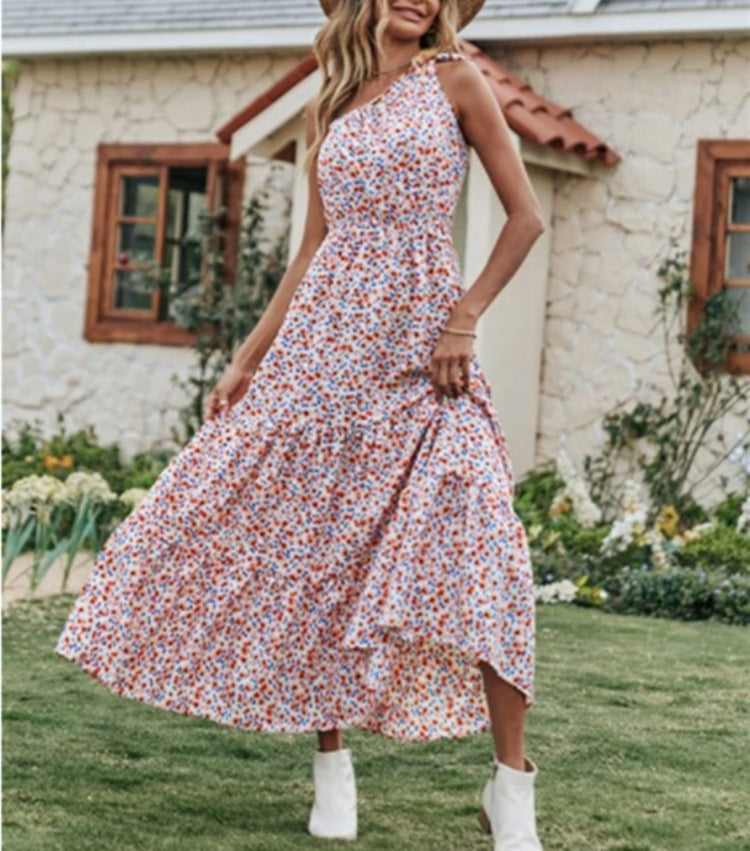 Women's Bohemian Floral Dress Beach Vacation Swing Skirt