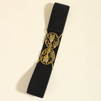 Simple Retro Elastic Belt Metal Hollow Buckle Red-crowned Crane Elastic Waist Elegant Female Fashion Accessories