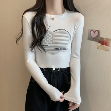 Dralon Warm Printing Long Sleeve Women's Spring And Summer Inner Wear - Chic Angle