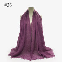 Bubble plain Scarf / cotton scarf fringes women soft solid hijab popular muffler shawls big Pashmina wrap hijab