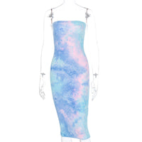 Sleeveless tube top midi skirt