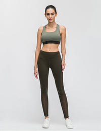 Contrast-panel sports bra