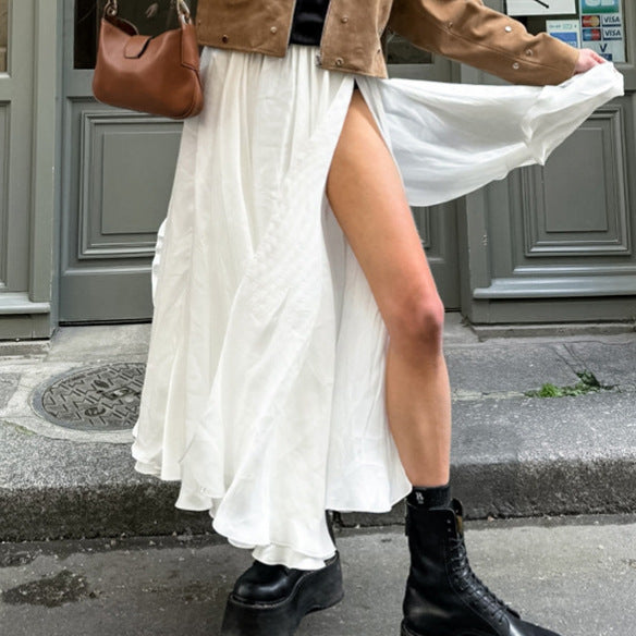 High Waist Slit Skirt Fashion Lady