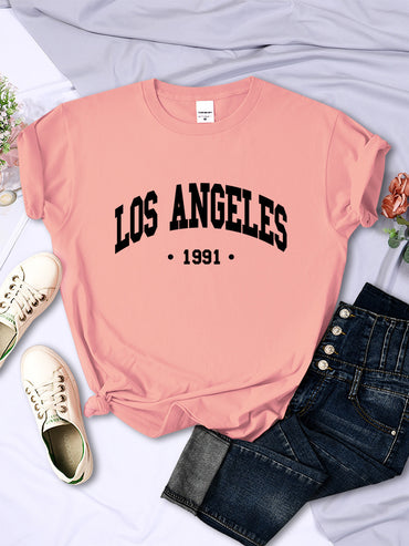 Women's City Letter Printed T-shirt In 1991 - Chic Angle