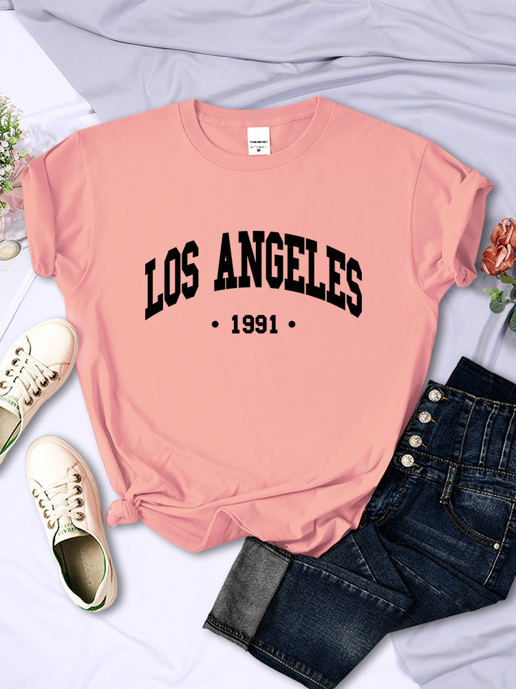 Women's City Letter Printed T-shirt In 1991 - Chic Angle