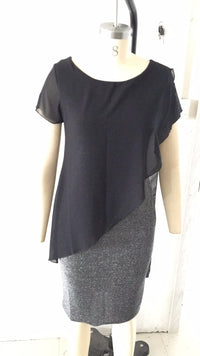 Solid Color Chiffon Fake Two-piece Slim Fit