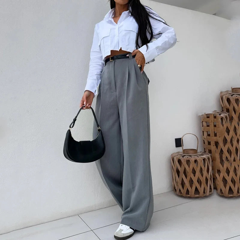 Women's Fashion All-match Slim Fit Shirt Outfit - Chic Angle