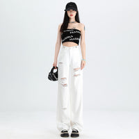 New Slimming High Waist Denim Pants All-matching Slim Fit Straight