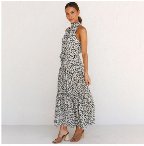 Printed maxi lace dress