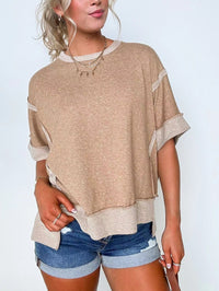 New Round Neck Loose Patchwork Sweater T-shirt