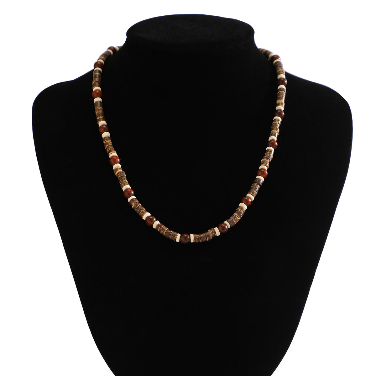 Men's Bohemian Wooden Bead Stitching Beaded Necklace - Chic Angle
