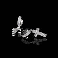 New Double Row Hip Hop Stud Earrings Micro Inlaid Zircon