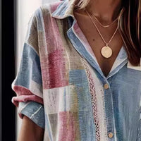 Women's Autumn New Polo Collar Long-sleeved Cardigan Single-breasted Loose Leisure All-matching