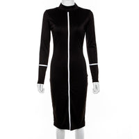 Summer new hit color long-sleeved midi dress