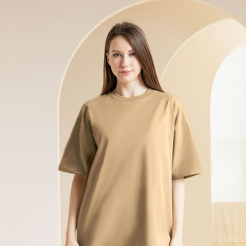 Pure Cotton Loose Shoulder Solid Color Round Neck Vest