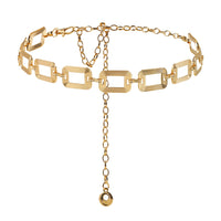 Sexy Women's Waist Chain Metal Cutout Simple Texture Square Buckle Body Chain