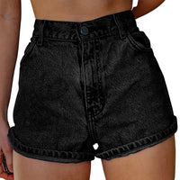Printed Summer Artistic Vintage Women's Clothing Denim Shorts - Chic Angle