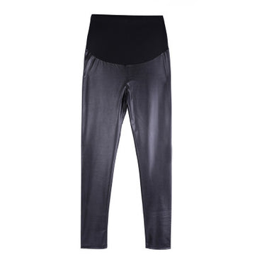 Stretchy Belly Lift Maternity Leather Pants