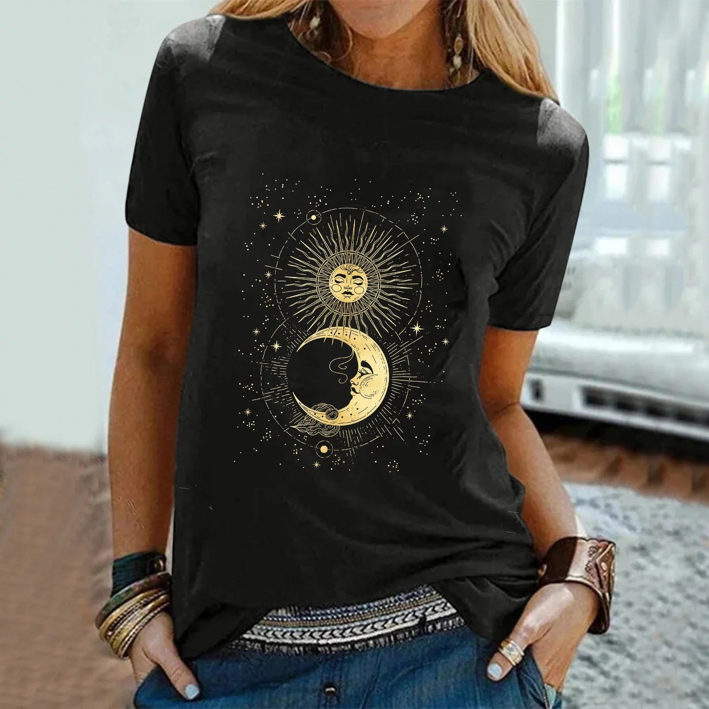 Summer New Printed Round Neck Short Sleeve - Chic Angle