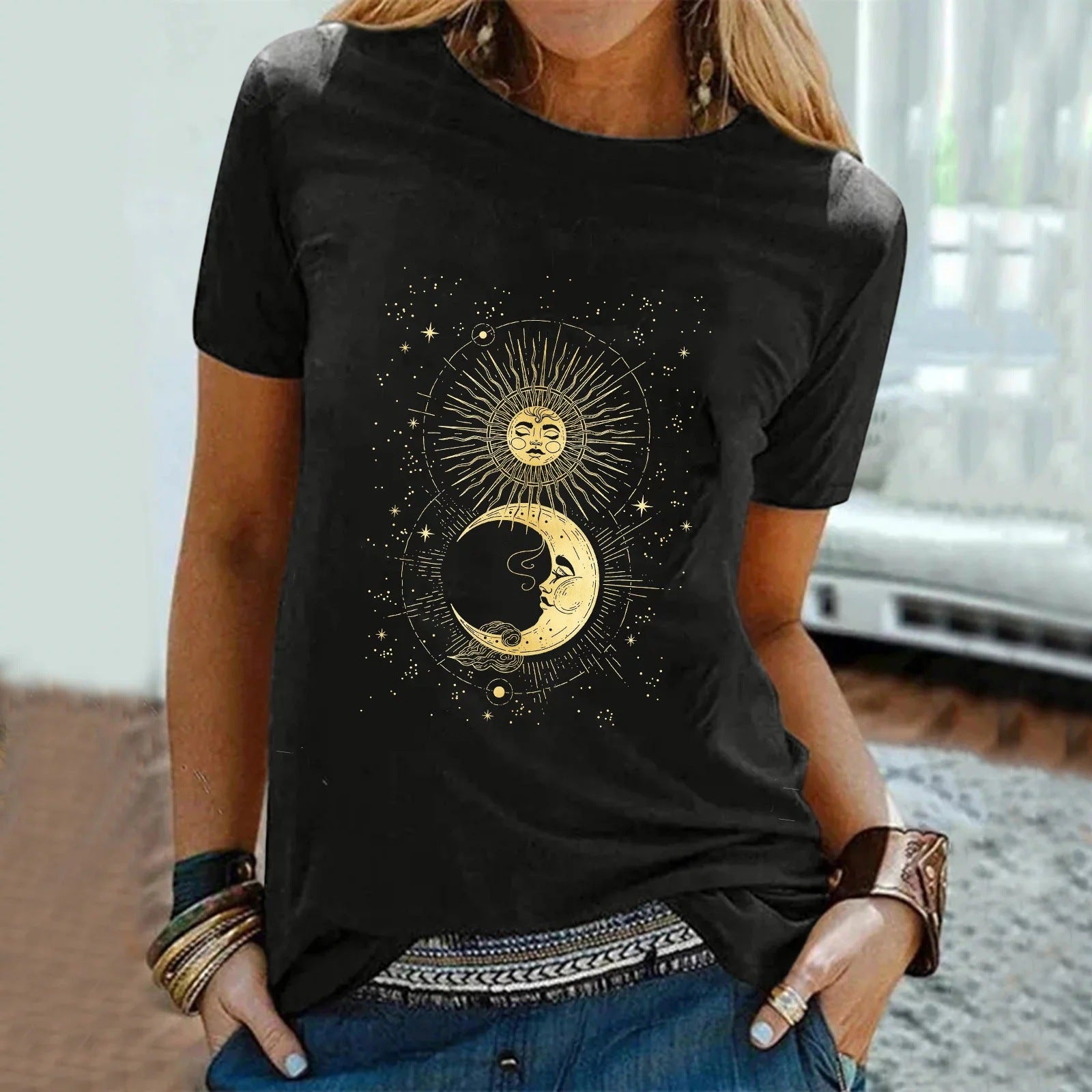Summer New Printed Round Neck Short Sleeve - Chic Angle