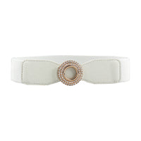 New Ladies Diamond Inlaid Rhinestone Elastic Elastic Belt Simple Round Buckle Skirt Shirt Decoration Suit Belt