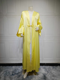 Middle East Muslim Robe Fashion Satin Soft Dress
