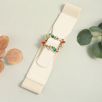 Women's Belt Extended Comfortable Elastic Belt Colorful Leaf Personality Button-down With Skirt Pants Shirt Coat