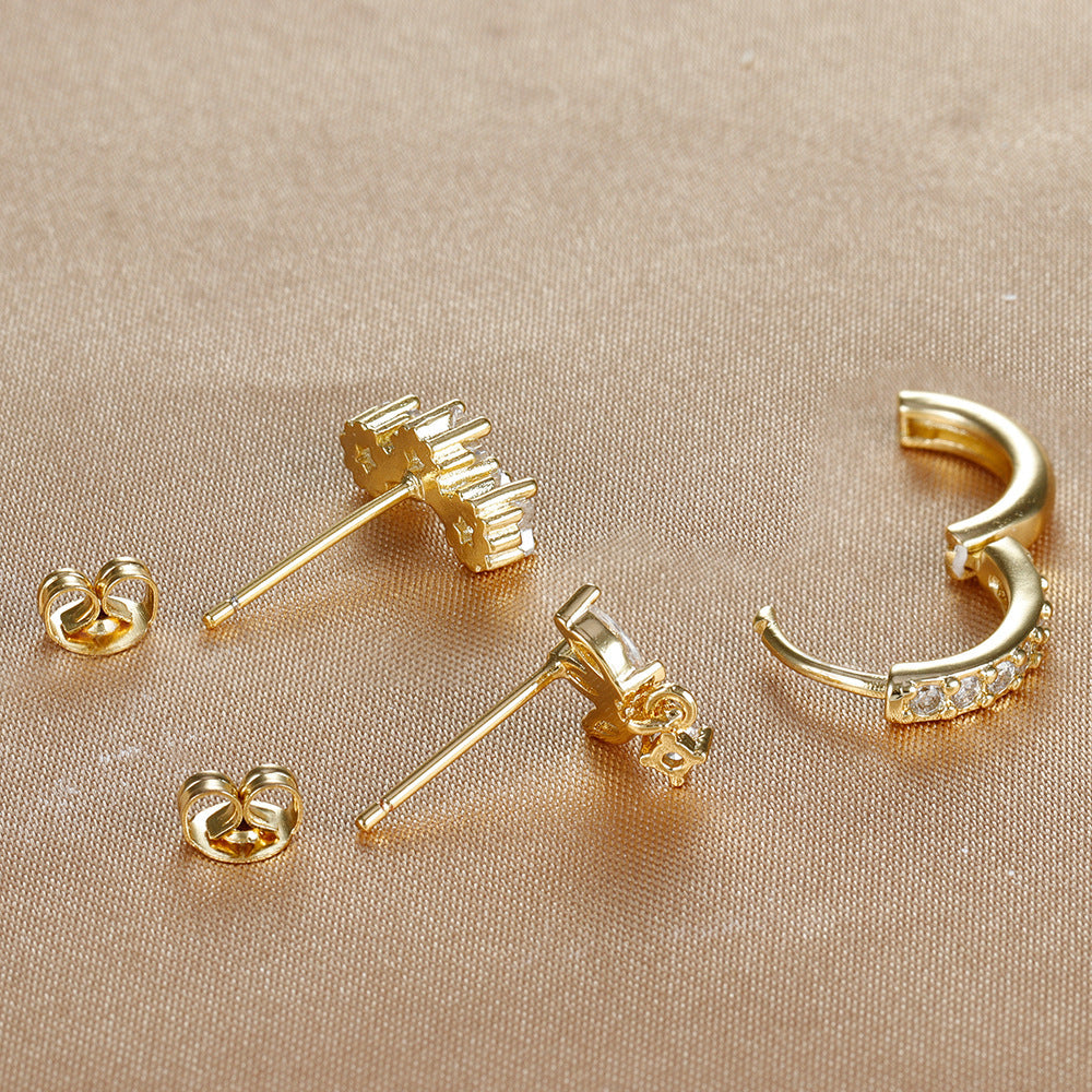 Diamond Stud Earrings Small Women's Fashion Simple