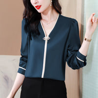 Loose Pullover Shirt V-neck Top