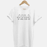 European And American One Pair Of Three Cats Digital Printing Casual Round Neck Short Sleeves