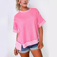 New Round Neck Loose Patchwork Sweater T-shirt