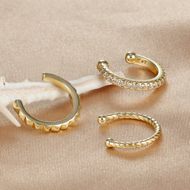 Simple Rhinestone-sensitive Alloy Double-layer Ear Clip
