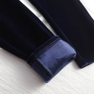 Warm Stretch Pencil Trousers High Waist Large Size Gold Velvet