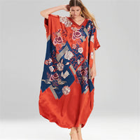 European And American New Satin Loose Fit Dress Vacation Casual Overlay Cover Up