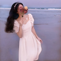Women's Retro Puff Sleeves Elegant Midi Dress