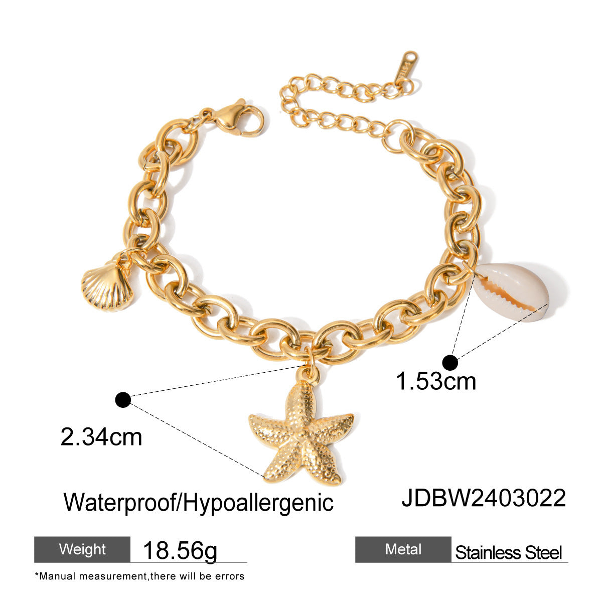 Stainless Steel Starfish Shell Conch Bracelet For Women Fashion Beach Bracelets Birthday Jewelry Gifts - Chic Angle