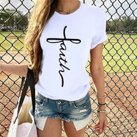 Letter Print Pattern Round Neck Short Sleeve T-shirt