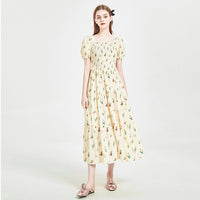 High-end Gentle French Square Collar Temperament Vacation Elegant Dress Trendy