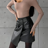 European And American Girl Leather Hip Skirt Female Punk Dark A Word