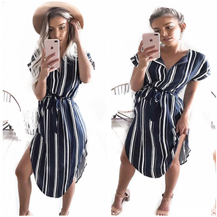 Sexy V-neck print midi dress