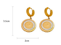 Titanium Steel Retro Affordable Luxury Diamond Portrait Round Plate Ear Clip Minority Design Earrings