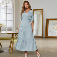 Women's V-neck Batwing Sleeve Dress