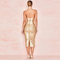 Golden nightclub celebrity party dress