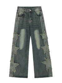 American-style XINGX Patch Straight Jeans