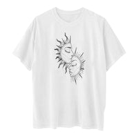 Printed Round Neck Short Sleeve Sun Moon Sun Moon Printed Top Women's T-shirt